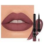 evpct 1Pcs Red Brown Matte Lip Liner & Liquid Lipstick Stain Makeup Set for Women, Red Brown Lip Liner Stain Long Lasting Waterproof Smudge Proof, Cruelty Free Lip Stick Makeup 24 hours originales, 57