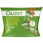 Quest Nutrition Chili Lime Tortilla Style Protein Chips, 20g Protein, 3g Net Carbs, Low Carb, Gluten Free, 1.1 oz (Pack of 4)