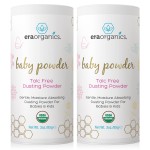 Era Organics Talc-Free Organic Baby Powder - USDA Organic Dusting Powder with Arrowroot, Calendula and Cornstarch for Newborns, Babies or Toddlers - Soothing, Fragrance Free (3oz/85g) - 2 Pack
