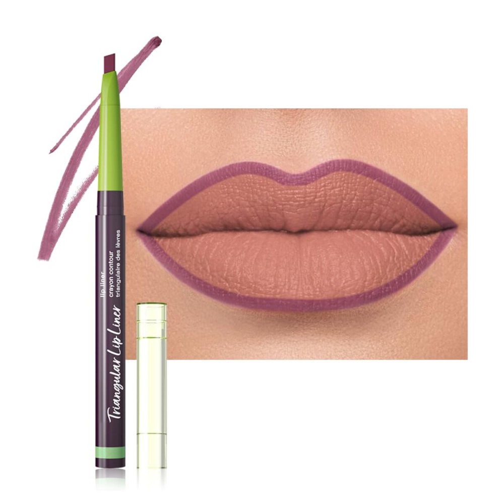 evpct Dark Purple Triangle Lip Liner Pencil Stick for Women, Retractable Lips Liner Pen Triangle Tip for Sculpting & Filling & Plumping, Longwear Lipliner Pencil, Vegan Cruelty Free Lip Filler Plumper