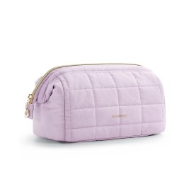 BAGSMART Makeup Bag Travel Toiletry Bag, Puffy Padded Make Up Bags for Women Makeup Organizer Case, Wide-open Pouch Purse Travel Essentials Toiletries Accessories Brushes, Lavender Purple