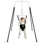 FUNLIO Baby Jumper with Stand for 6-24 Months, Toddler Jumper for Indoor/Outdoor Play, Infant for Baby Girl/Boy, with Adjustable Chain, Easy to Assemble & Store (with Stand) - Black