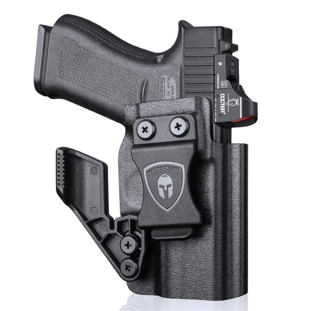 WARRIORLAND IWB Kydex Holster, Compatible with Glock 43X / 43X MOS / 43 - Concealed Carry Holster with Optic Cut & Claw, Adjustable Cant, Audible Lock, Inside Waistband Carry, Right Hand Draw