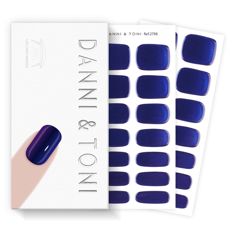 DANNI & TONI Semi Cured Gel Nail Strips Klein Blue (Klein Flash) Mirror Gel Nail Wraps Gift for Woman