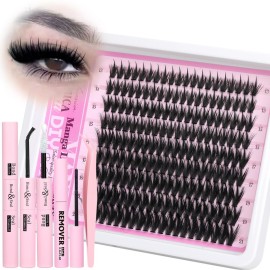 Yawamica Manga Lash Clusters Wispy Lash Extension Kit Spiky Fairy Eyelash Clusters Anime Cluster Eyelash Extensions Lashes Clusters Kit Build in Spikes with Lash Bond and Seal Remover DIY Lash at Home