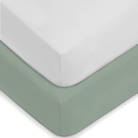American Baby Company 2 Pack Fitted Crib Sheets 28 x 52, 100% Polyester Ultra Soft Microfiber, White/Green, for Boys and Girls, Fits Crib and Toddler Bed Mattresses