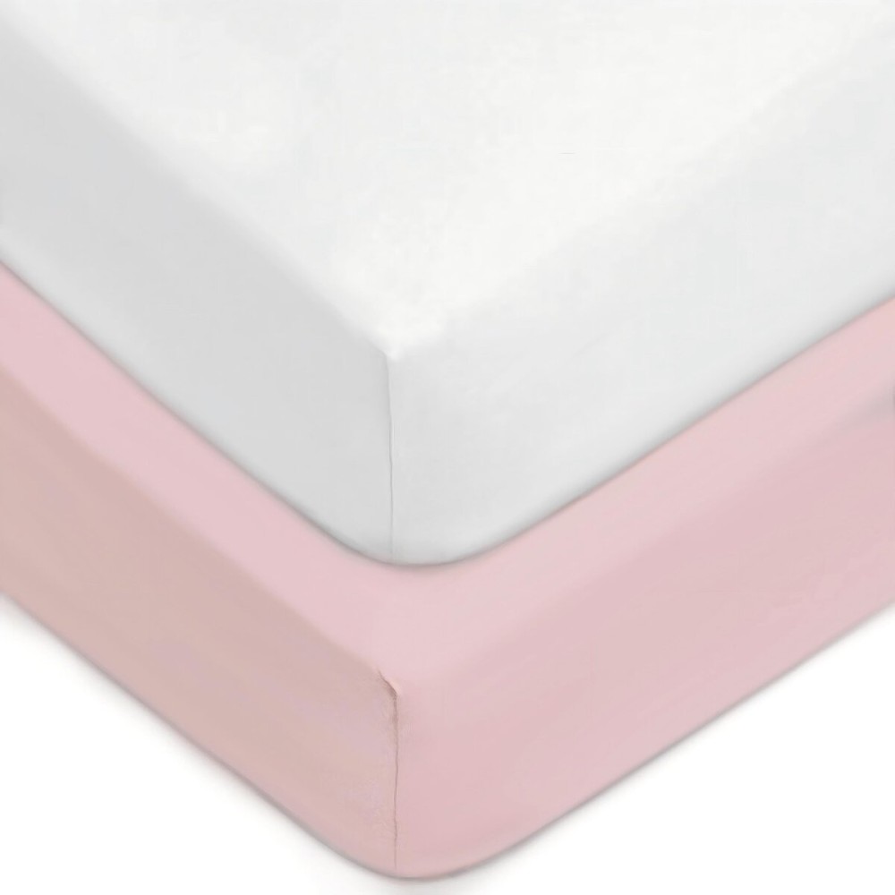 American Baby Company 2 Pack Fitted Crib Sheets 28 x 52, 100% Polyester Ultra Soft Microfiber, White/Pink, for Boys and Girls, Fits Crib and Toddler Bed Mattresses