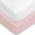 American Baby Company 2 Pack Fitted Crib Sheets 28 x 52, 100% Polyester Ultra Soft Microfiber, White/Pink, for Boys and Girls, Fits Crib and Toddler Bed Mattresses