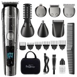 Brightup Beard Trimmer for Men with Travel Case- Electric Razor & Shaver, Cordless Hair Clippers Trimmers Set, IPX7 Waterproof Mens Grooming Kit for Face, Mustache, Body, Ear, Nose Hair Trimmer