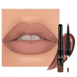 evpct 1Pcs Nuetral Nude Matte Lip Liner & Liquid Lipstick Stain Makeup Set for Women, Nude Lip Liner Stain Long Lasting Waterproof Smudge Proof, Cruelty Free Lip Stick Makeup 24 hours originales, 61