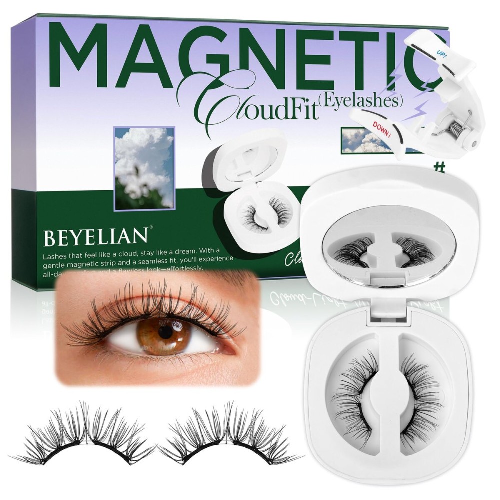 BEYELIAN Magnetic Eyelashes with Applicator Kit, Reusable Natural Look False Lashes, No Glue Needed Soft Magnetic Lashes for Eye M33 (Lightweight & Comfortable)