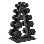 Fitvids Dumbbell Set with Rack  Dumbbell + A-Rack: 150LBS Set  Black