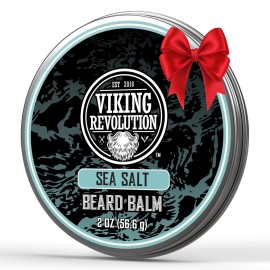 Viking Revolution Sea Salt Beard Balm for Men - Beard Butter for Men with Argan Oil and Jojoba Oil Softener and Moisturizer Styling Balm (1 Pack, 2oz)