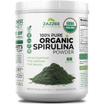 Zazzee Organic Spirulina Powder, 8 Ounces, USDA Certified, 68 Servings, 100% Pure, Kosher, Non-Irradiated, Mess-Free Wide Mouth Container, Fresh Smell and Neutral Taste, Non-GMO, Gluten-Free
