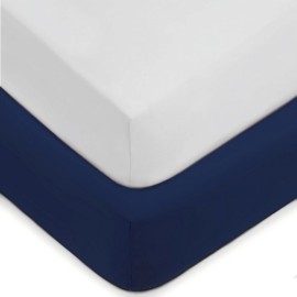 American Baby Company 2 Pack Fitted Crib Sheets 28 x 52, 100% Polyester Ultra Soft Microfiber, White/Navy, for Boys and Girls, Fits Crib and Toddler Bed Mattresses