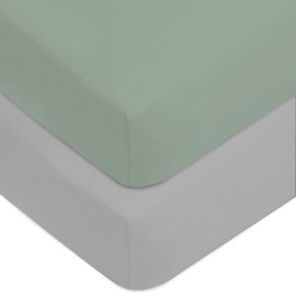 American Baby Company 2 Pack Fitted Crib Sheets 28 x 52, 100% Polyester Ultra Soft Microfiber, Gray/Green, for Boys and Girls, Fits Crib and Toddler Bed Mattresses