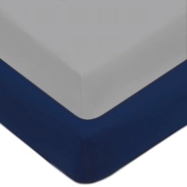 American Baby Company 2 Pack Fitted Crib Sheets 28 x 52, 100% Polyester Ultra Soft Microfiber, Gray/Navy, for Boys and Girls, Fits Crib and Toddler Bed Mattresses