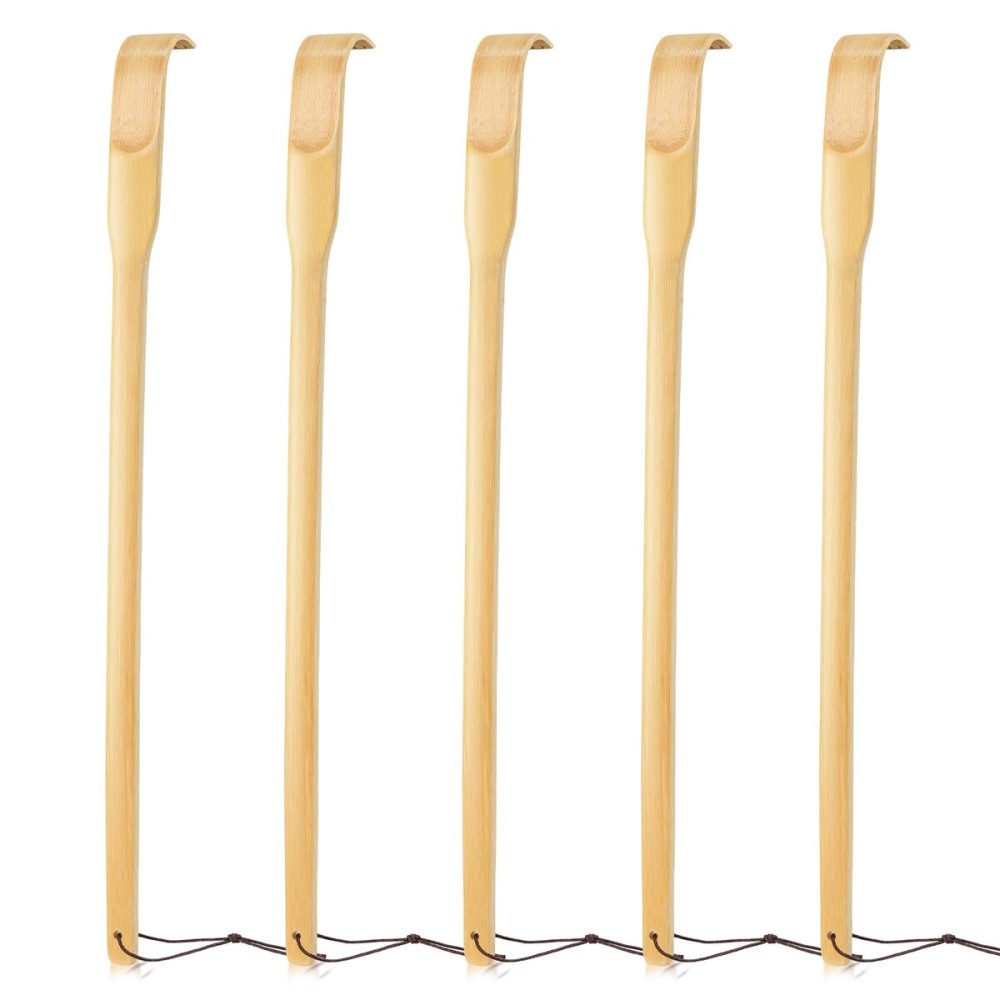 Renook 5 PCS Wooden Bamboo Back Scratcher, 16.5 Inch Long Handle Back Scratchers, 100% Natural Bamboo Back Scratchers for Adults Men Women,Father\'s Day Gift