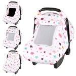 Pea Pod Car Seat Cover Baby, Infant Car Seat Canopy Covers with 2 Layers Windows of Breathable Mesh Fabric, Lightweight Polyester, Soft Minky Dot Backing (Floral Pattern)