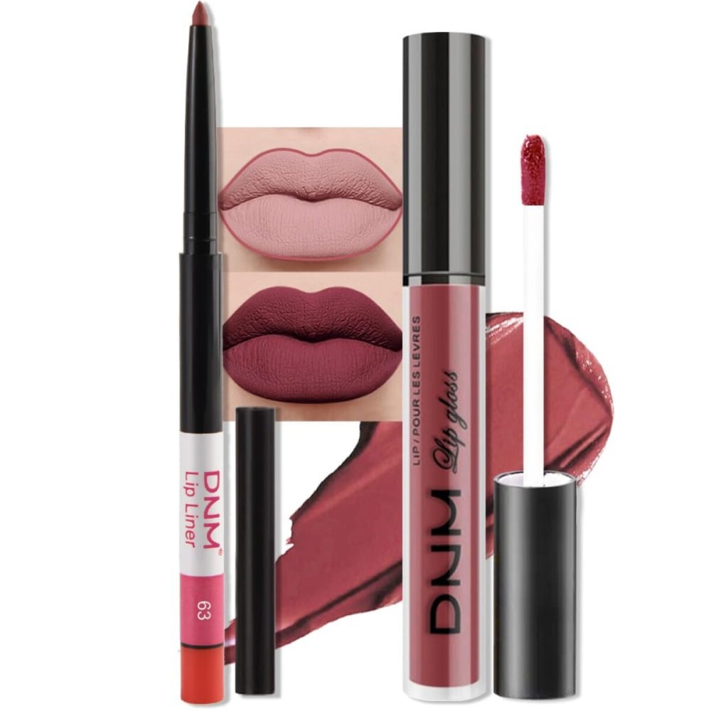 evpct 2Pcs Burgundy Red Matte Lip Liner Lipstick Combo Set for Women, Burgundy Lip Combo Set Liquid Lips Gloss Lipliner Stains Set Long Lasting Waterproof, Lips Makeup 24 Hours labiales originale