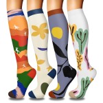 4 Pairs Compression Socks for Women Circulation-Best Support for Nurses,Running,Athletic,Travel L-XL
