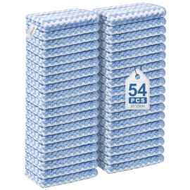 JOYMOOP 54 Packs Microfiber Cleaning Cloths, 10 x 10 Kitchen Towels - Reusable Cleaning Rags, Lint-Free, Super Absorbent Cleaning Cloths for Kitchen, Car, and Household Cleaning, Blue