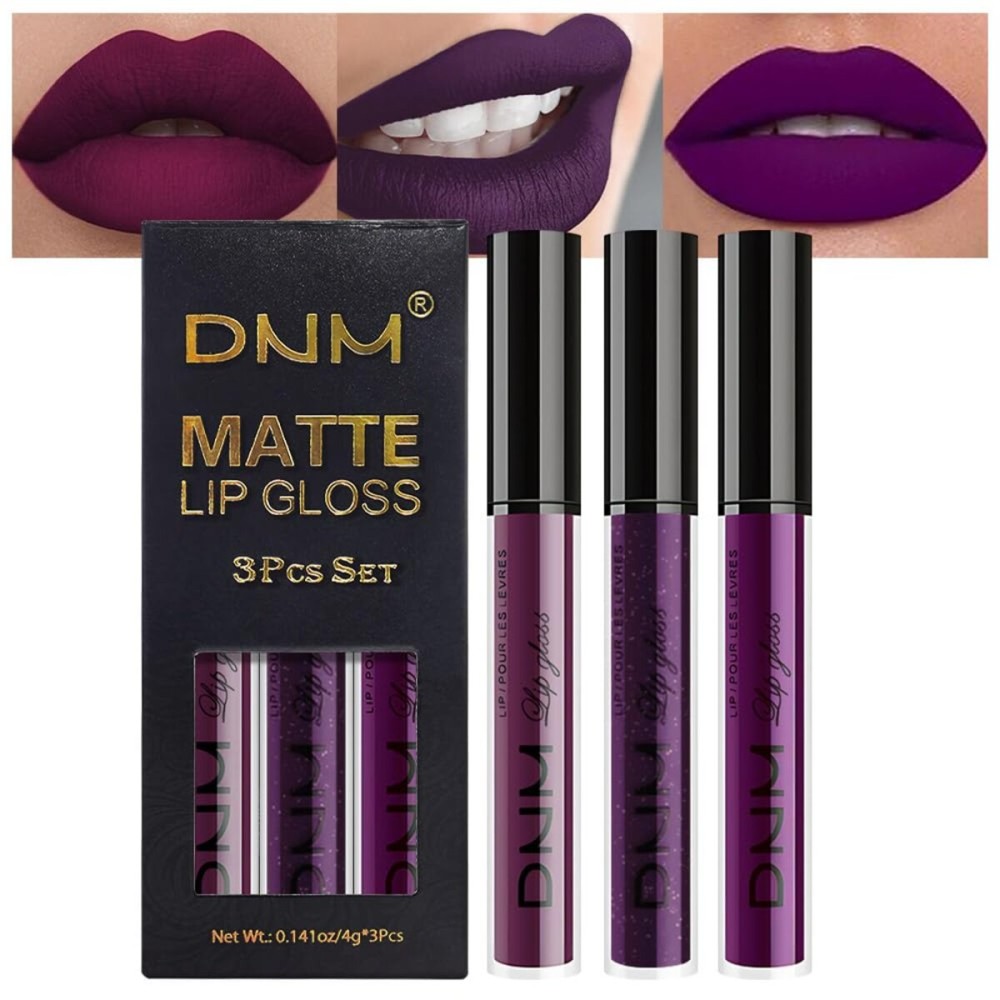 evpct 3Pcs Burgundy Red Dark Purple Matte Liquid Lipstick Lip Stain Sets for Women, Matte Lipstick Long Lasting Waterproof Permanent 24 Hours original, Magic Lip Sticks Pack for Halloween Daily Makeup