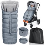 Orzbow Universal Stroller Bunting Bag with Extra Footmuff for Toddler, Kids, Warm Waterproof Stroller Blanket, Winter Cover, Baby Bunting Bag - Protect Babies from Cold Winds, Grey
