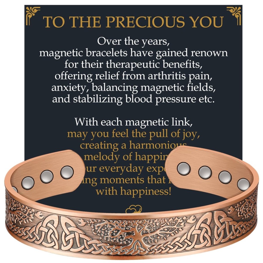 Jecanori Magnetic Copper Bracelet for Men, 99.99% Pure Solid Copper Bracelets With 12X Strength Magnets, Ideal Gift