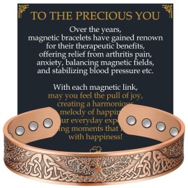 Jecanori Magnetic Copper Bracelet for Men, 99.99% Pure Solid Copper Bracelets With 12X Strength Magnets, Ideal Gift