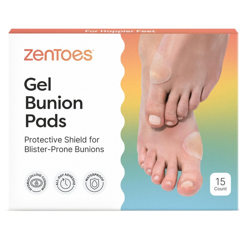 ZenToes Hydrocolloid Bunion Pads - Waterproof Gel Cushions for Bunion Relief, Blister Prevention & Foot Protection - Invisible, Breathable, All-Day Adhesive - 15 Count
