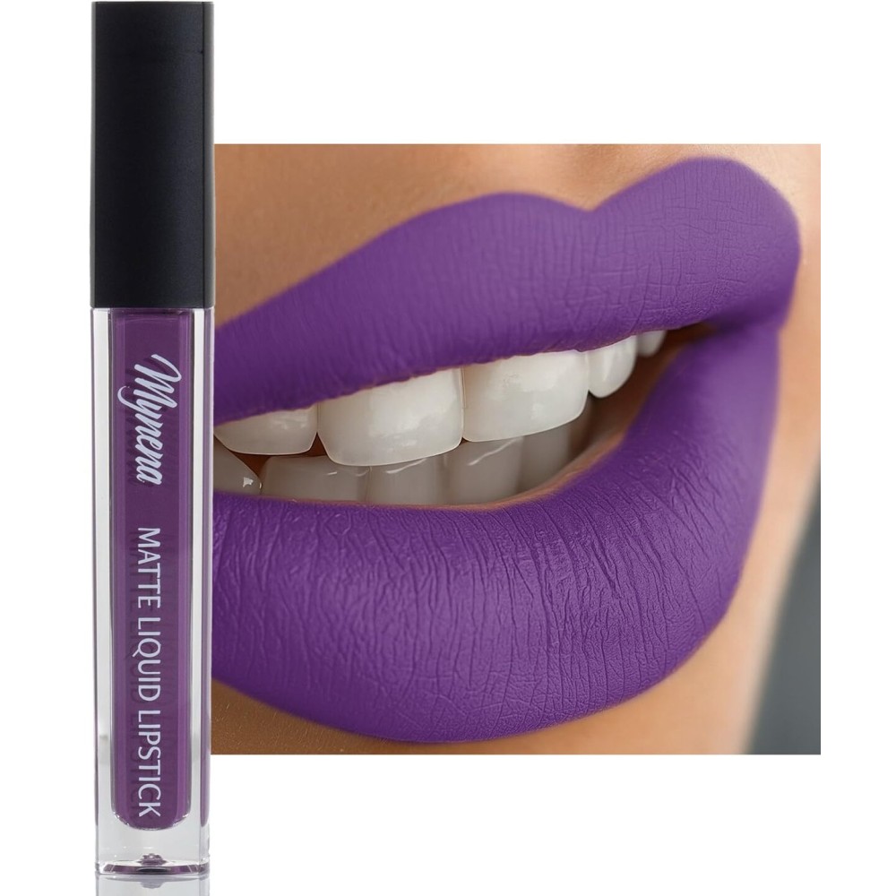 Mynena True Violet Purple Matte Liquid Lipstick | Long-Lasting Comfort | Smudge-Proof Transfer-Resistant | Full Coverage Non-Drying | Vegan & Cruelty-Free | All-Day Wear Lip Color | Sofia