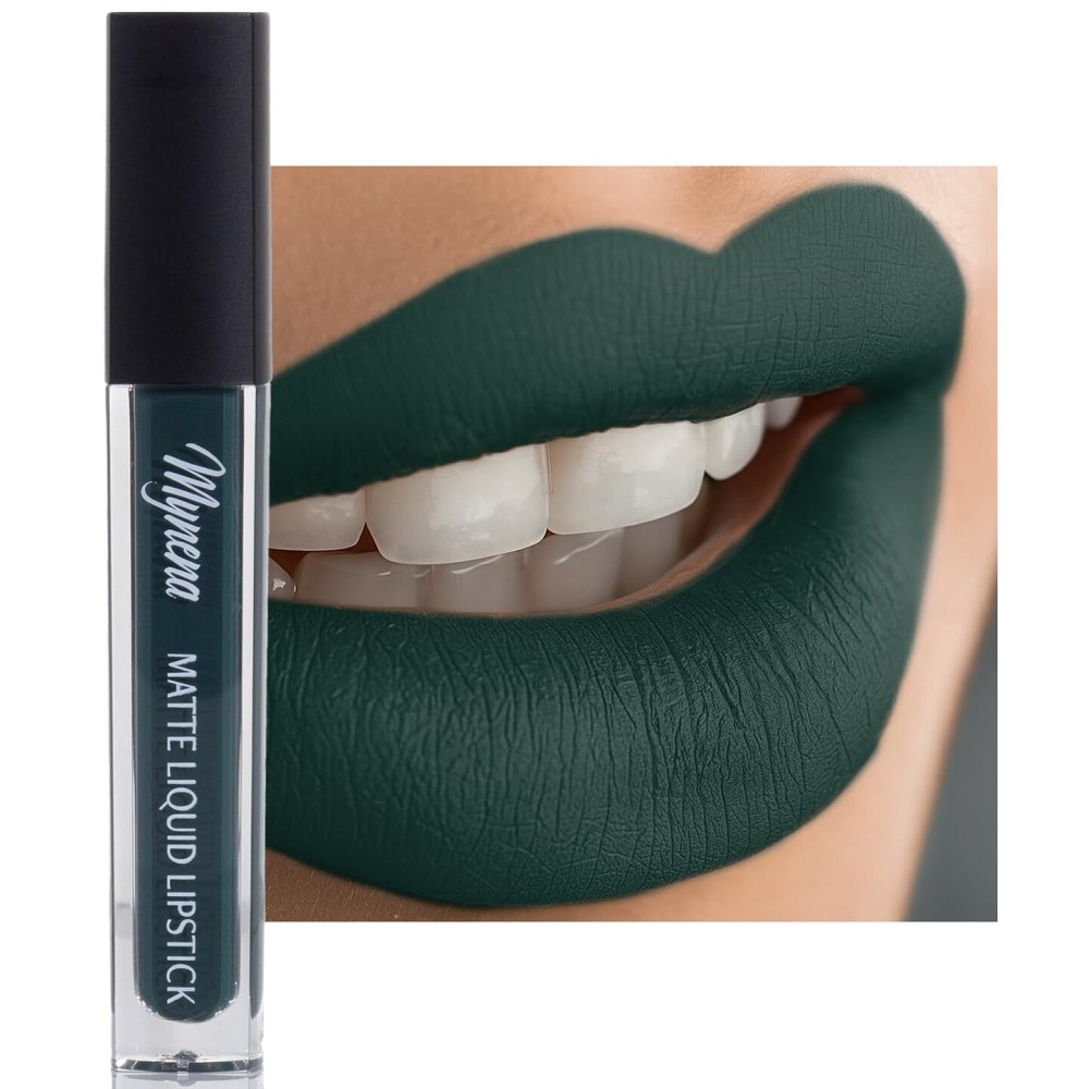 Mynena Deep Forest Green Matte Liquid Lipstick | Long-Lasting Comfort | Smudge-Proof Transfer-Resistant | Full Coverage Non-Drying | Vegan & Cruelty-Free | All-Day Wear Lip Color | Jocelyn