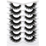 Pooplunch Cat Eye Volume False Eyelashes Wispy Crossed Extension Clusters Look Full Strips Lash 16MM Faux Mink 8D Fake Eyelashes 7 Pairs Pack