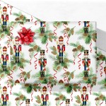 GIOLNIAY Nutcracker Christmas Wrapping Paper for Kids Adults - Holiday Gift Wrap with Nutcracker, Ribbons & Greenery on White - 4 Jumbo Sheets, 28 x 40 Each (31 sq. ft ttl), Easy to Store