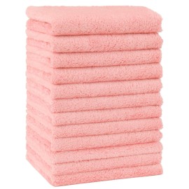 HOMEXCEL Baby Washcloths 12 Pack-Microfiber Coral Fleece Baby Bath Face Towel 7 x 9 Inch Extra Absorbent Soft Burp Cloth and Wash Cloths for Newborn-Infants and Toddlers-Gentle On Sensitive Skin,Pink