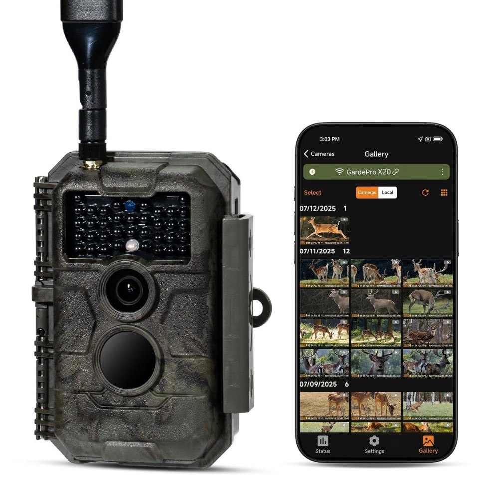 GardePro X20 Cellular Trail Camera, 1296P Video & 48MP Photo, Video Preview, No Glow IR, 110 Wide View, Verizon AT&T, Pre-Installed SIM Card, Shared Data Plan & Camera Sharing for Wildlife