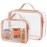 PACKISM Clear Makeup Bag - 2 Pack TSA Approved Toiletry Bag with Handle Large Opening, Clear Travel Bags for Toiletries, 1 Medium TSA Quart Carry-On & 1 Large for Checked Luggage, Rose Pink