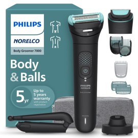 Philips Norelco Body Groomer 7000 Series, Waterproof Men\'s Full Body Groomer with Travel Case, Triple Protect Shave System & Body Hair Trimmer with Contour-Following 2D Flexing Head, BG7490/50