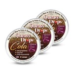 Three Lollies Queasy Drops - Cola Flavor - Relief from Nausea & Travel Sickness, Soothes a Dry Mouth & Settles Stomach - Natural Ingredients - 21 ct (3-Pack)