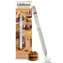 Lifelines Pen Diffuser Set, Chocolate Chip Cookie - 1mm Black Ballpoint Pen with Scented Essential Oil Blend & 2 Ink Refills - Aromatherapy Diffuser & Sensory Immersion Diffuse Aroma As You Write