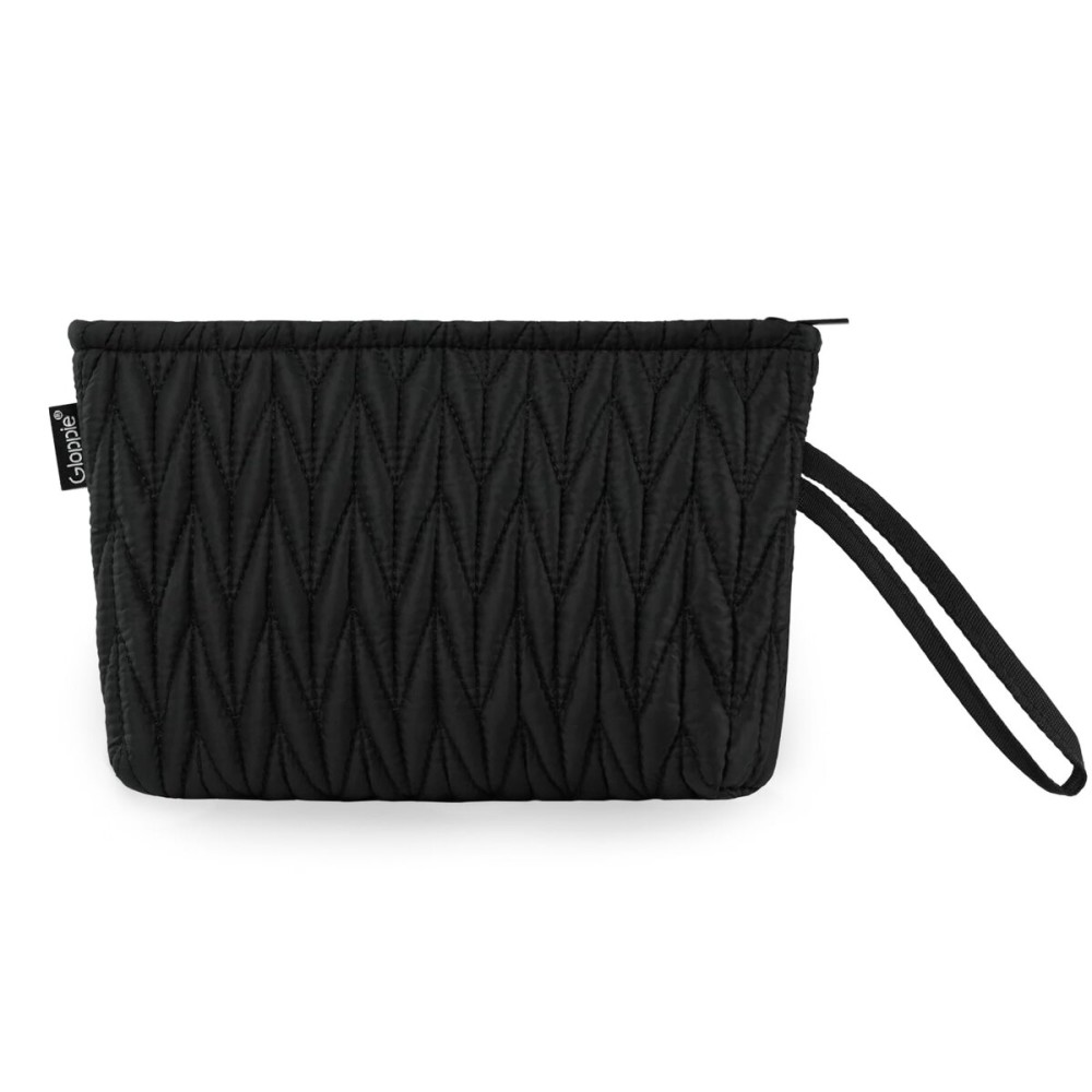 Gloppie Small Makeup Bag for Purse Portable Cosmetic Bag Puffy Padded Makeup Pouch Wristlet Pouch for Women Black