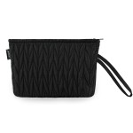 Gloppie Small Makeup Bag for Purse Portable Cosmetic Bag Puffy Padded Makeup Pouch Wristlet Pouch for Women Black