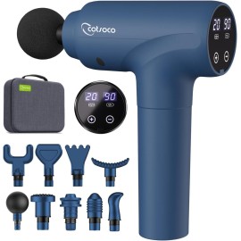 cotsoco Massage Gun Deep Tissue, Muscle Massage Gun with 9 Attachment Heads 20 Speeds & Silent Brushless Motor for Pain Relief, Handheld Percussion Back Massager Gun for Athletes
