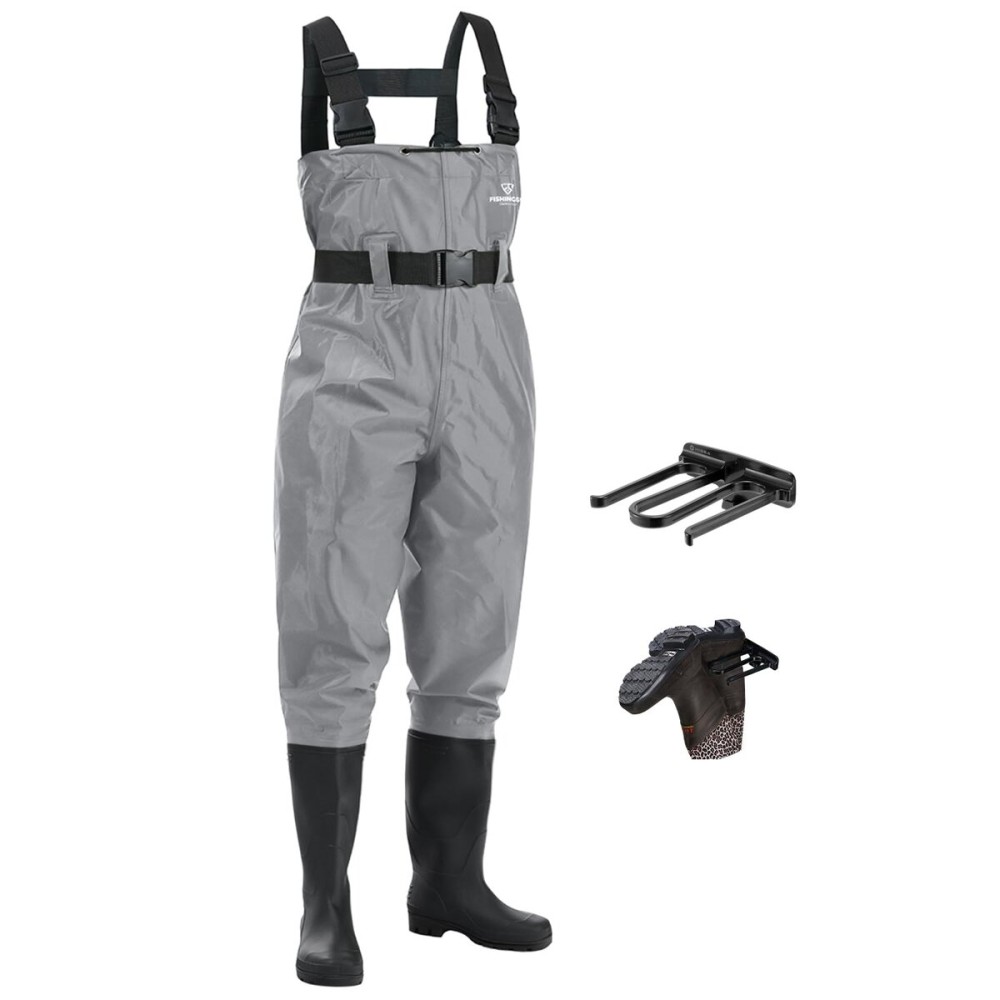 FISHINGSIR Fishing Waders for Men, 2-Ply Nylon/PVC Waterproof Women Chest Waders with Boots, Hunting Waders with Boot Hanger