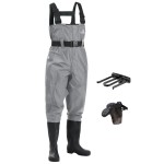 FISHINGSIR Fishing Waders for Men, 2-Ply Nylon/PVC Waterproof Women Chest Waders with Boots, Hunting Waders with Boot Hanger
