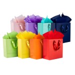 SHIPKEY 8 Rainbow Gift Bags with Tissue Paper, 8.7x3.9x7.1 Inches Colorful Paper Bags for Birthday, Party, Wedding, Baby Shower, Thanksgiving (8 Colors, 22x10x18cm)