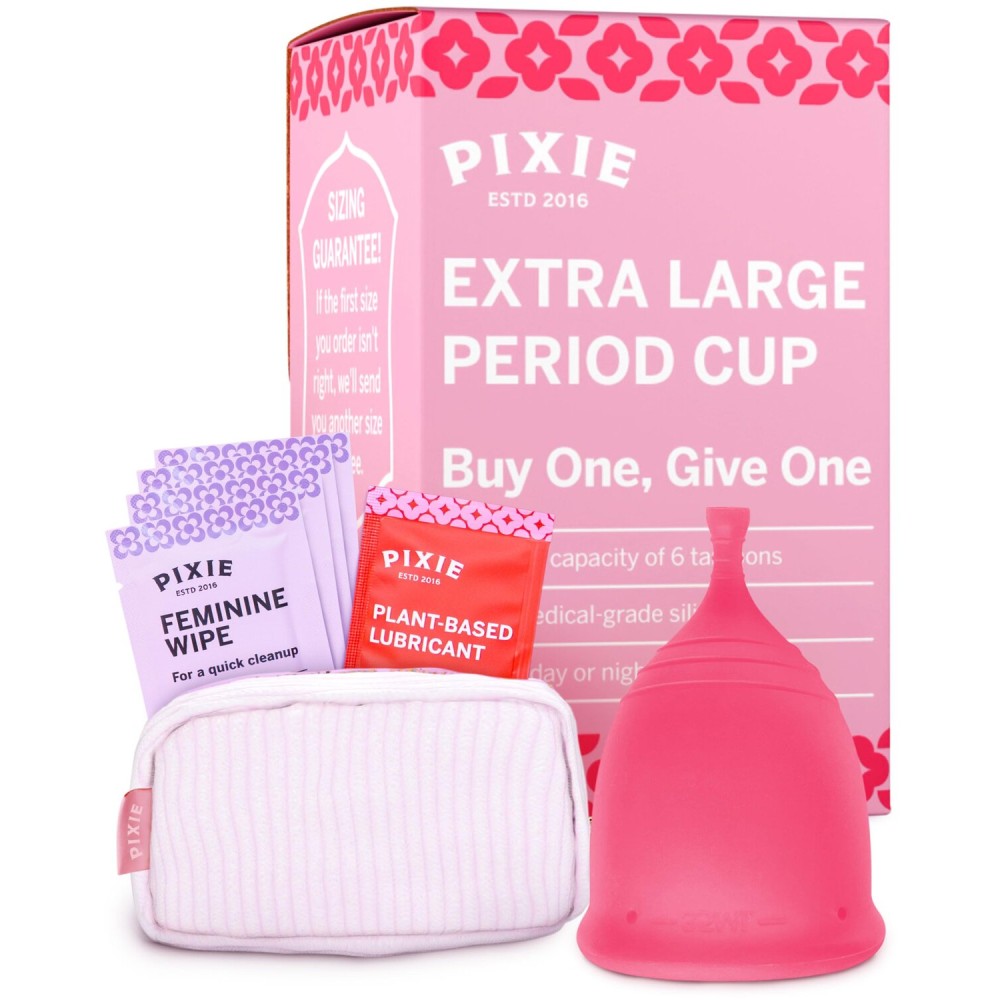 Pixie Cup - Soft, Safe, Reusable Menstrual Cup - Ranked 1 for The Best Tampon Alternative - 100% Medical-Grade Silicone Period Cup for Feminine Care - Buy One We Give One (Extra Large)