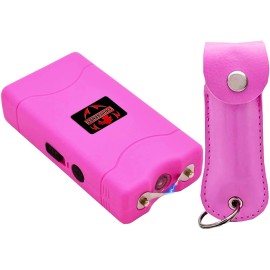 FIGHTSENSE Self-Defense Kit 1/2oz Pepper Spray & Mini Stun Gun for Men & Women,25 Burst,12 Foot Range,1.60 C Painful Charge,LED Flashlight,Safety Switch (Rose Pink)
