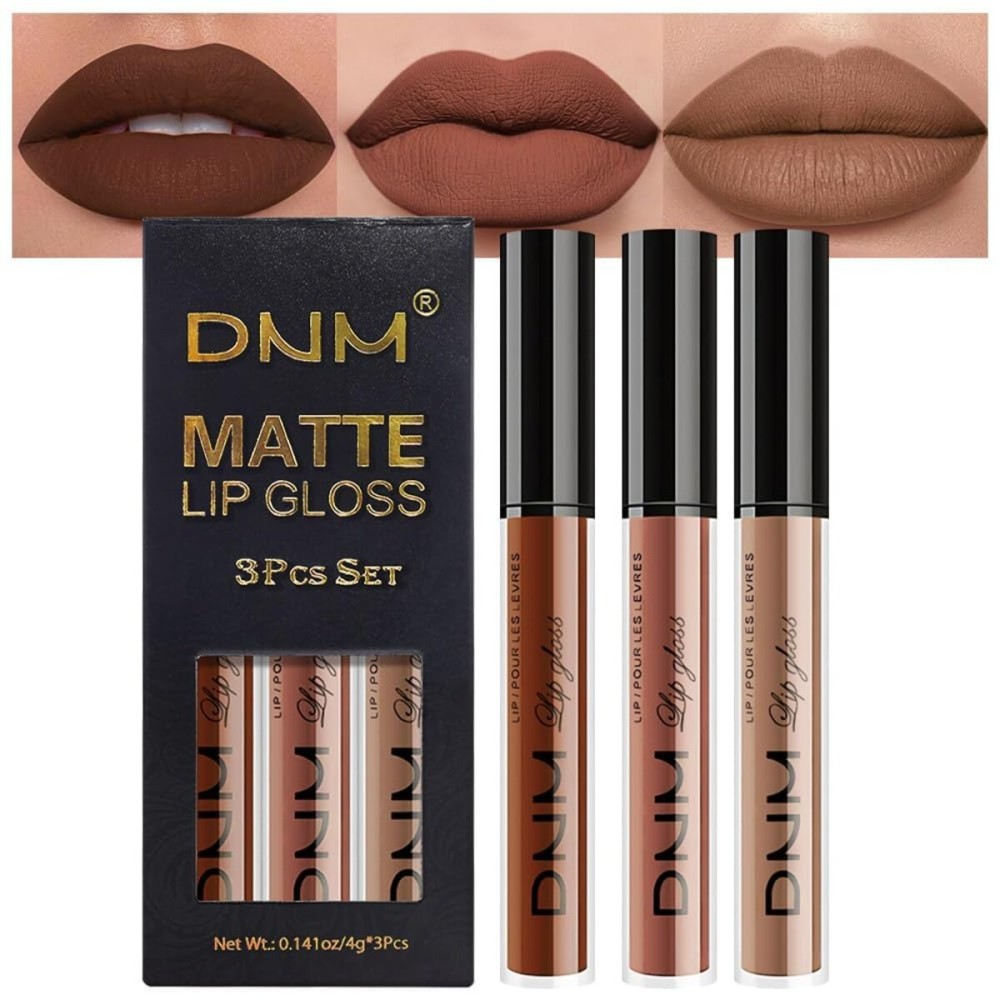 AMY\'S DIARY 3Pcs Matte Liquid Lipstick Set, Dark Chocolate Brown Terracotta Brown Taupe Nude Lip Stain Kit, LipStain Long Lasting 24 Non-Transfer Lip Gloss, Waterproof Lip Makeup for Women Lippies